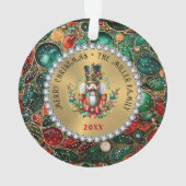 Red Christmas Nutcracker, Glitzer Frame Ornament (Rückseite)