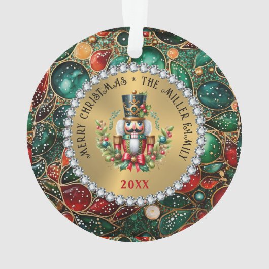 Red Christmas Nutcracker, Glitzer Frame Ornament (Rückseite)