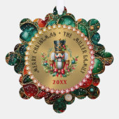 Red Christmas Nutcracker, Glitzer Frame Ornament Karte (Rückseite)