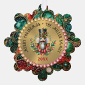 Red Christmas Nutcracker, Glitzer Frame Ornament Karte (Vorderseite)