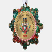Red Christmas Nutcracker, Glitzer Frame Ornament Karte (Linke Ecke)