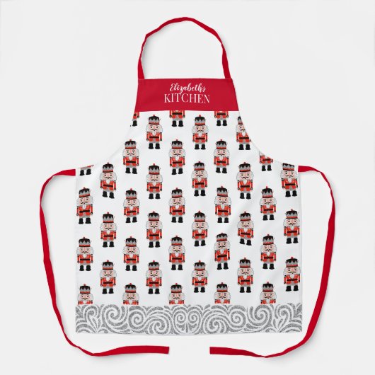 Red Christmas Nutcracker Pattern Schürze (Vorderseite)