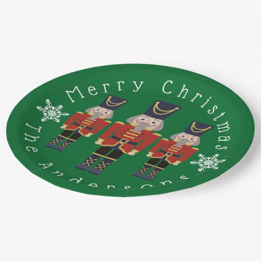 Red Christmas Nutcracker personalisieren Pappteller (Schrägansicht)