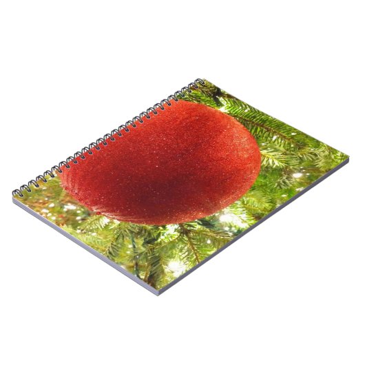 Red Christmas Ornament Bauble Notizblock (Linke Seite)