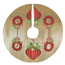 "Red Christmas Ornament" Baumrock Leinenimitat Weihnachtsbaumdecke