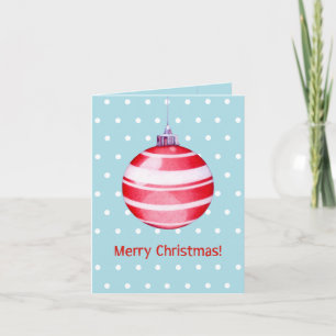Red Christmas Ornament Blue Note Card Feiertagskarte