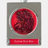 Red Christmas Ornament Bull Running - Dein Text (Vorderseite)