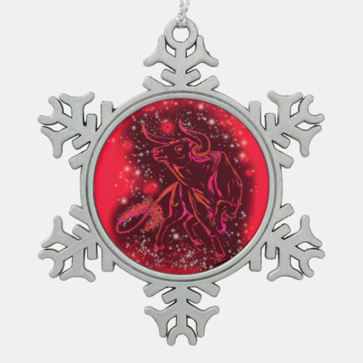 Red Christmas Ornament Bull Running Starry Night (Vorderseite)