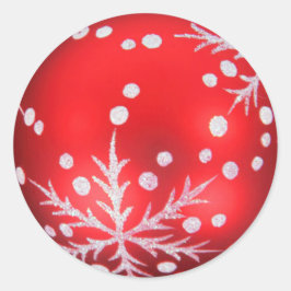 Red Christmas Ornament Classic Round Sticker