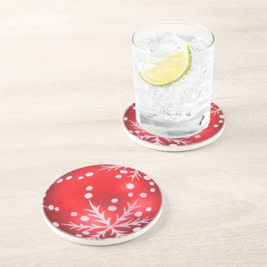 Red Christmas Ornament Getränkeuntersetzer (Seite)