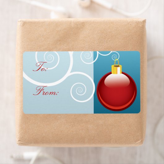 Red Christmas Ornament Gift Labels (Insitu)