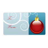 Red Christmas Ornament Gift Labels (Vorne)