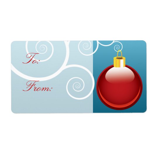 Red Christmas Ornament Gift Labels (Vorne)