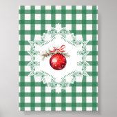 Red Christmas Ornament Green Gingham Holiday Poster (Vorne)