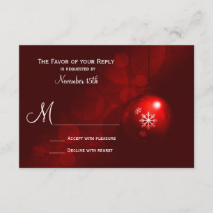 Red Christmas Ornament Holiday Wedding RSVP Karten