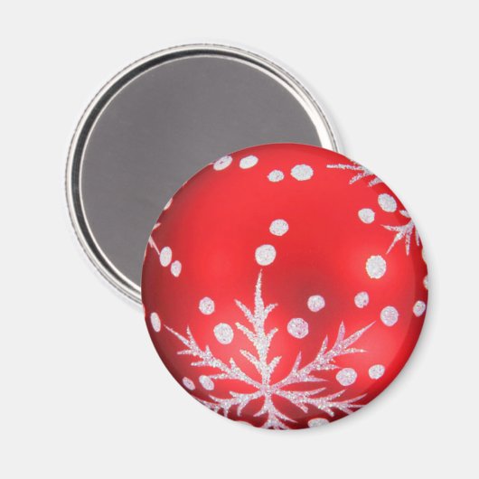Red Christmas Ornament Magnet (Vorderseite/Rückseite)