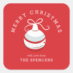 Red Christmas Ornament Quadratischer Aufkleber