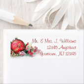 Red Christmas Ornament Return Address Label (Insitu)