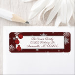 Red Christmas Ornaments Adress Label<br><div class="desc">Fügen Sie eine festliche Touch zu Ihren ausgehenden Weihnachtskarten in dieser Weihnachtszeit mit Rücksendeadressen-Aufklebern von Red Christmas Ornaments hinzu. Das Design des Adressetiketts umfasst ein Trio von hängenden Weihnachtsschmuck mit fallenden Schneeflocken und dunkelrotem Hintergrund. Mit diesem Design sind auch zusätzliche Geschenk- und Urlaubsartikel erhältlich.</div>