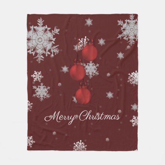 Red Christmas Ornaments Fleece Blanket (Vorderseite)