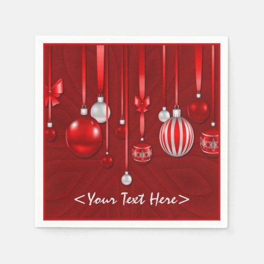 Red Christmas Ornaments Napkins Serviette (Vorderseite)