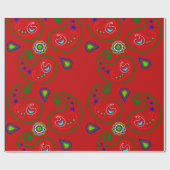 Red Christmas Paisley Wrapping Paper Geschenkpapier (Flach)