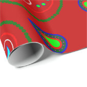 Red Christmas Paisley Wrapping Paper Geschenkpapier (Rolleneckpunkt)