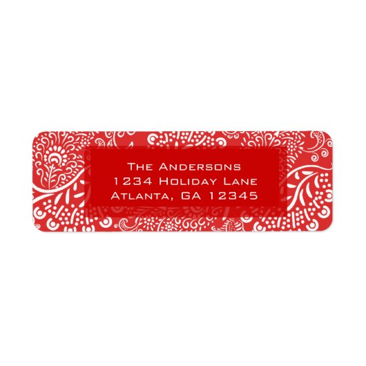 Red Christmas Paisleys Rücksendeadresse (Vorne)
