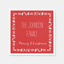 Red Christmas Paper Napkins Weißes Blätter Dekorat Serviette