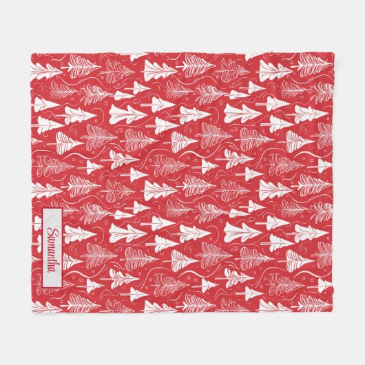 Red Christmas Pattern#6 ID1009 Fleecedecke (Vorderseite (Horizontal))