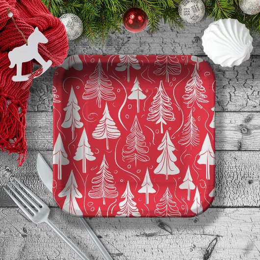 Red Christmas Pattern#6 ID1009 Pappteller