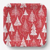 Red Christmas Pattern#6 ID1009 Pappteller (Vorderseite)
