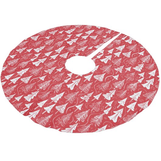 Red Christmas Pattern#6 ID1009 Polyester Weihnachtsbaumdecke (Schrägansicht)