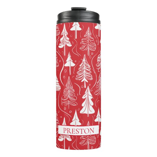 Red Christmas Pattern#6 ID1009 Thermosbecher (Vorderseite)