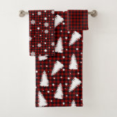 Red Christmas Pattern Badhandtuch Set (Insitu)