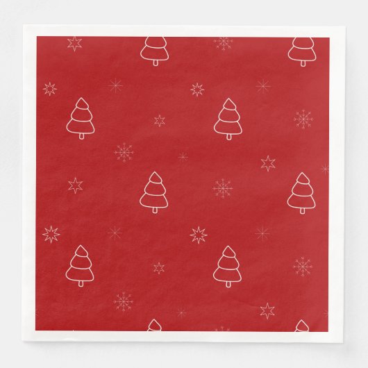 Red Christmas Pattern. Festliche Bäume und Schneef Serviette (Vorderseite)