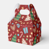 Red Christmas Pattern Gabled Party Favor Gift Box Geschenkschachtel (Rückseite)
