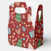 Red Christmas Pattern Gabled Party Favor Gift Box Geschenkschachtel (Geöffnet)