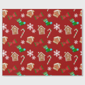 Red Christmas Pattern Geschenkpapier (Flach)