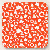 Red Christmas Pattern Getränkeuntersetzer (Vorderseite)