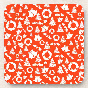 Red Christmas Pattern Getränkeuntersetzer