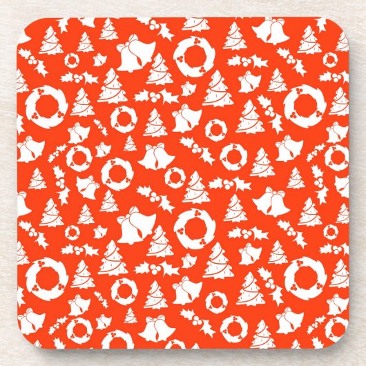Red Christmas Pattern Getränkeuntersetzer (Vorderseite)