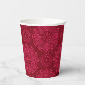 Red Christmas pattern Paper Plate Pappbecher (Rückseite)