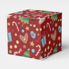 Red Christmas Pattern Party Favor Small Gift Box Geschenkschachtel