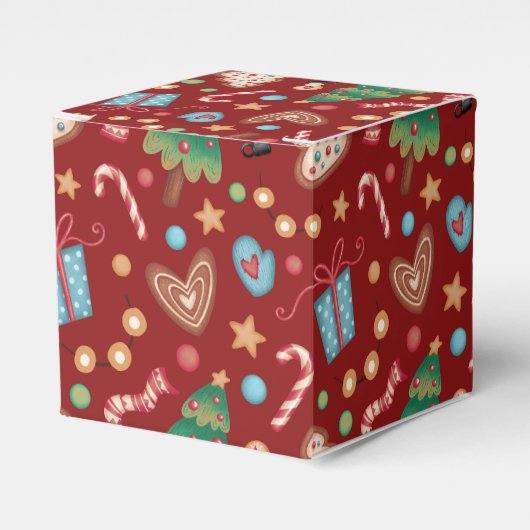 Red Christmas Pattern Party Favor Small Gift Box Geschenkschachtel (Vorderseite)