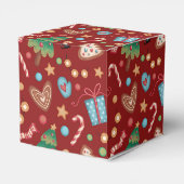 Red Christmas Pattern Party Favor Small Gift Box Geschenkschachtel (Rückseite)