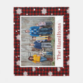 Red Christmas Pattern Personalisiert Family Foto Fleecedecke (Vorderseite)