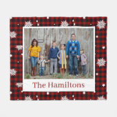 Red Christmas Pattern Personalisiert Family Foto Fleecedecke (Vorderseite (Horizontal))