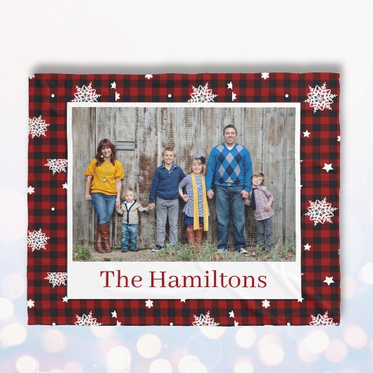 Red Christmas Pattern Personalisiert Family Foto Fleecedecke