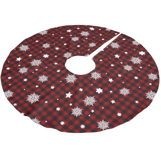 Red Christmas Pattern Polyester Weihnachtsbaumdecke (Schrägansicht)